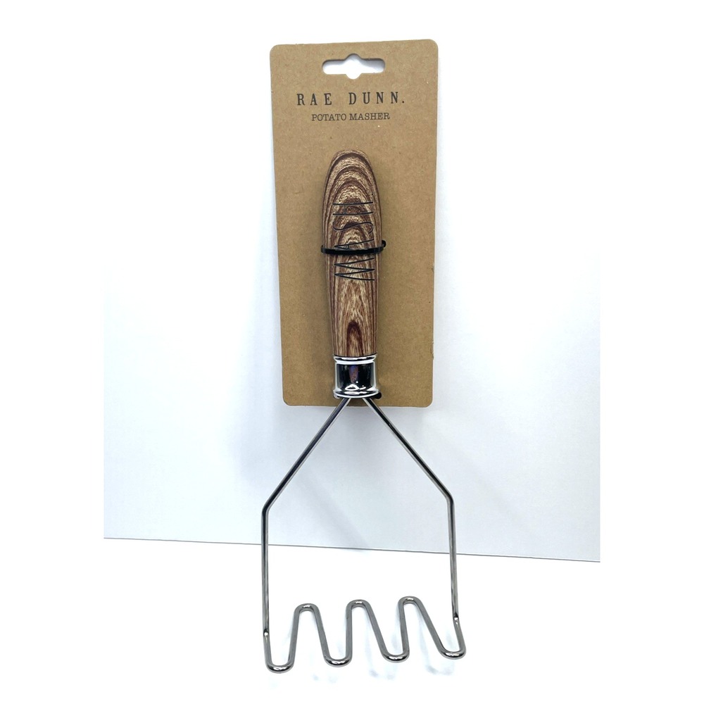 Rae Dunn Potato Masher "MASH" Wood Handle Metal Kitchen Utensils Farmhouse